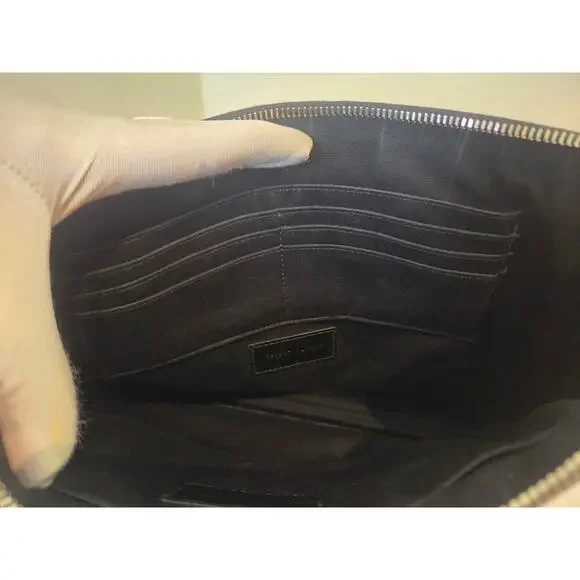 Saint Laurent YSL Black Leather Zip Pouch Clutch Grain de Poudre Caviar Leather - Picture 10 of 15